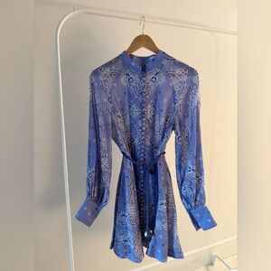 Zimmermann Blue Paisley Mini Dress
